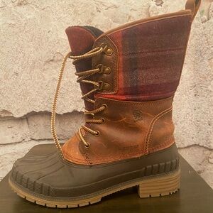 Kamik Dark Brown Waterproof Leather Plaid Winter Boots